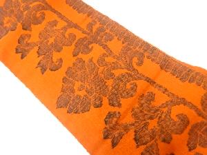 手織り紬　花唐草模様織出し名古屋帯